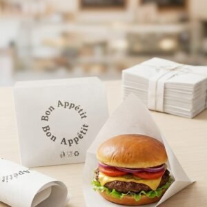 2000 Pièces Sacs hamburgers en papier Emballage Alimentaire,papier burger,sac à hamburger, sac à sandwich, pour sandwich burger frites (17x16cm)