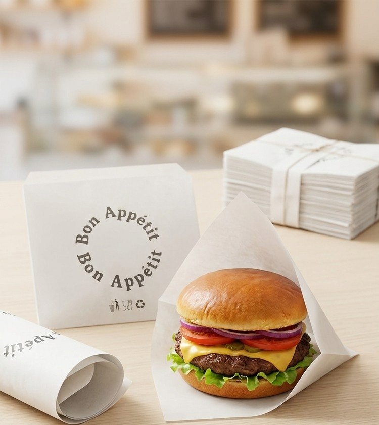 2000 Pièces Sacs hamburgers en papier Emballage Alimentaire,papier burger,sac à hamburger, sac à sandwich, pour sandwich burger frites (17x16cm)