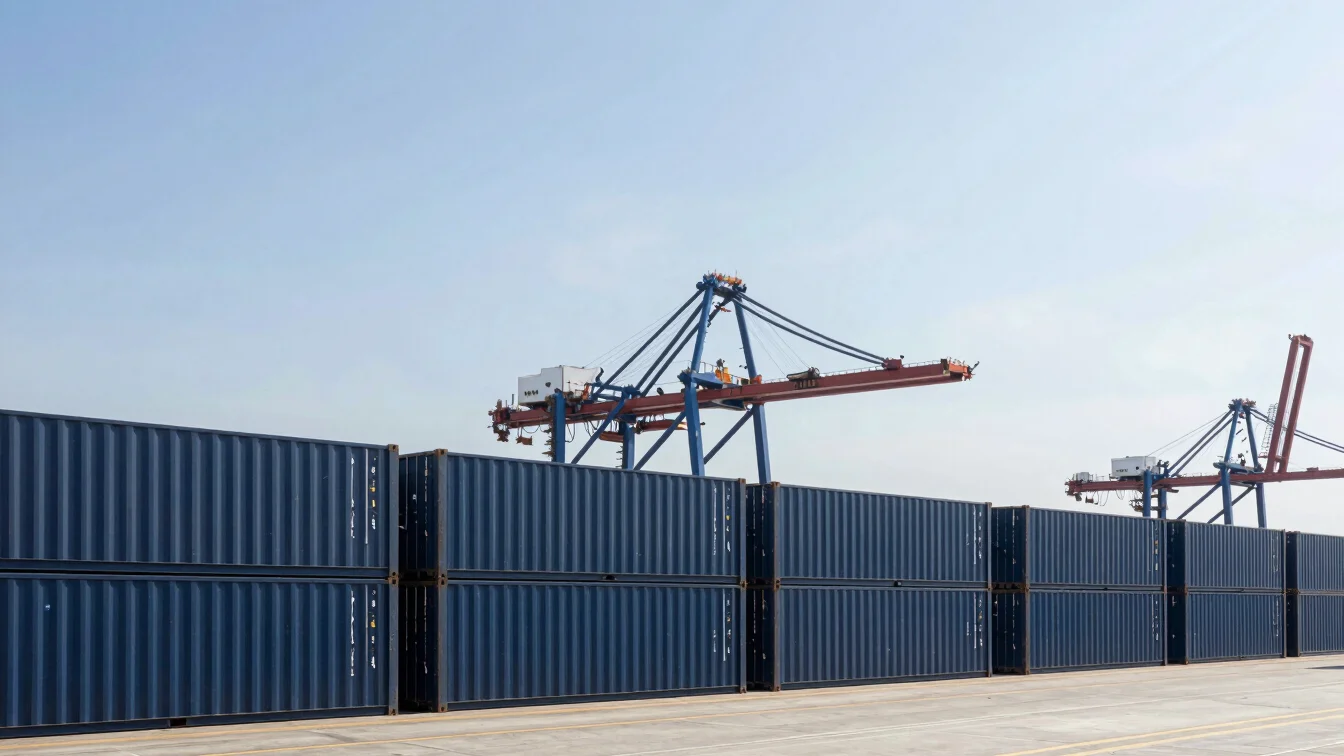 Modern logistics container terminal and port infrastructure under