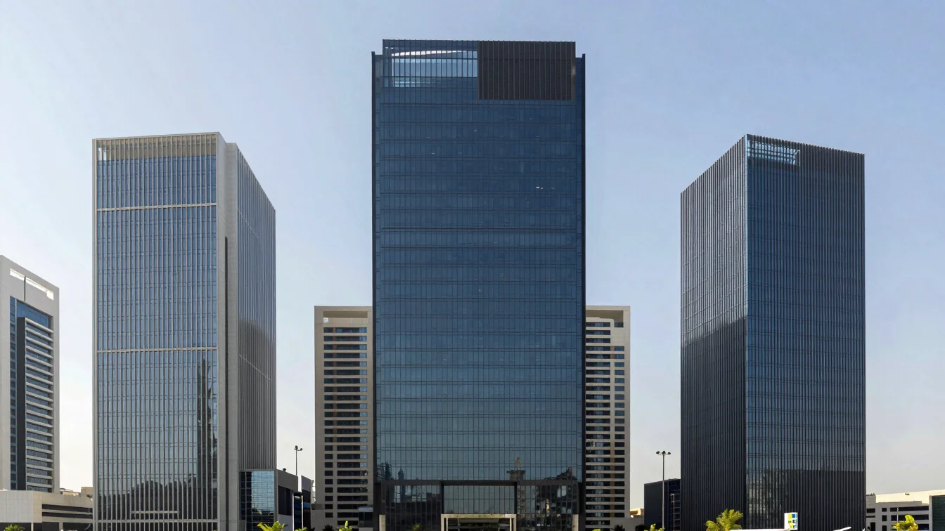 Contemporary corporate architecture in a modern Middle Eastern bu